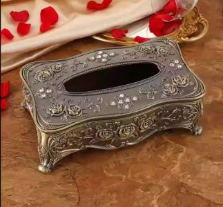 Vintage Rose Embossed Tissue Box Holder
