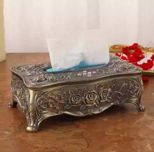 Vintage Rose Embossed Tissue Box Holder