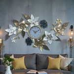3D Floral Wall Clock with Gilded Accents