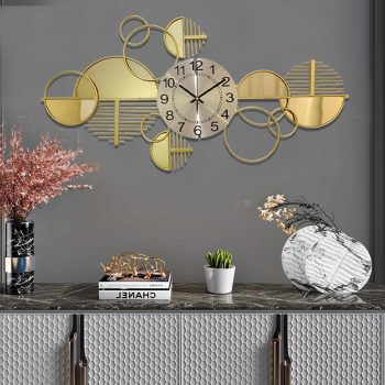 Modern Geometric Gold Metal Wall Clock