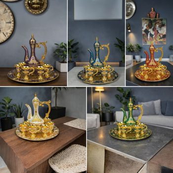 Luxury Ornate Gold Plated Floral Design Turkish Surai Set