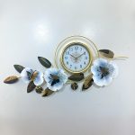 Decorative Floral Metal Wall Clock in Blue and Gold (2)