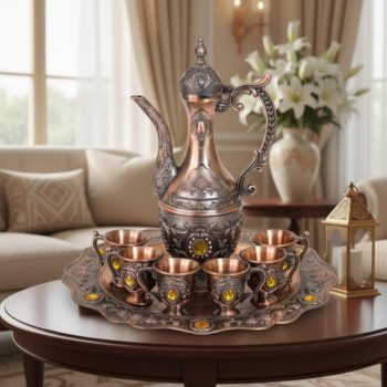 Copper Color Design 6 cup 1 jug 1 plate Surai Set