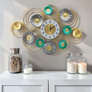 Luxury Floral Metal Wall Clock