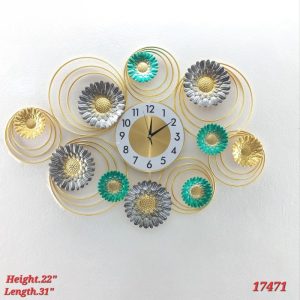 Luxury Floral Metal Wall Clock