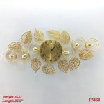 Modern Decorative Statement Elegant Gold Leaf Metal Wall Clock