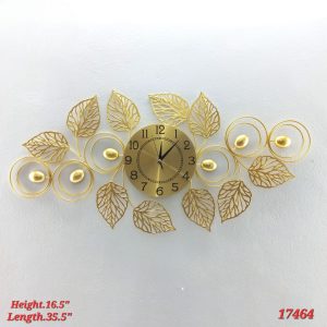 Modern Decorative Statement Elegant Gold Leaf Metal Wall Clock