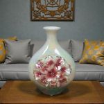 Iridescent Pearl Glaze Ceramic Vase with 3D Floral Relief