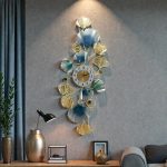 Vertical Ginkgo Leaf Metal Wall Clock (1)
