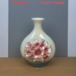 Iridescent Pearl Glaze Ceramic Vase with 3D Floral Relief