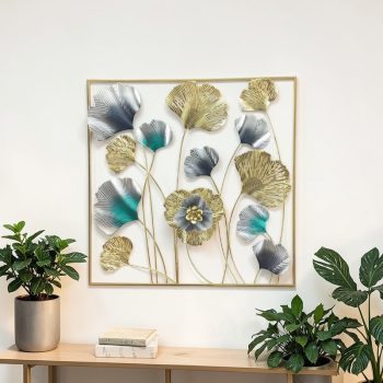 Modern Ginkgo Biloba Metallic metal wall art