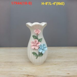 Elegant 3D Pastel Floral Ceramic Vase 