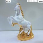 White and Gold Rearing Horse Statue
