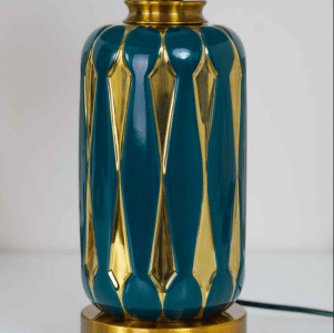 Luxurious Teal and Gold Ceramic Table Lamp