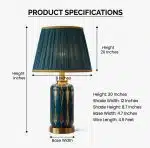 Luxurious Teal and Gold Ceramic Table Lamp