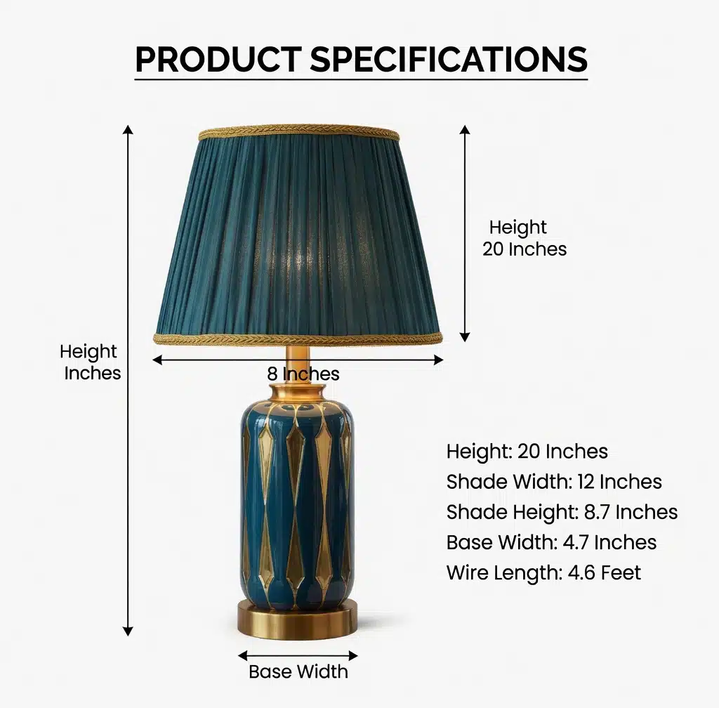 Luxurious Teal and Gold Ceramic Table Lamp Luxurious Teal and Gold Ceramic Table Lamp