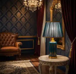 Luxurious Teal and Gold Ceramic Table Lamp