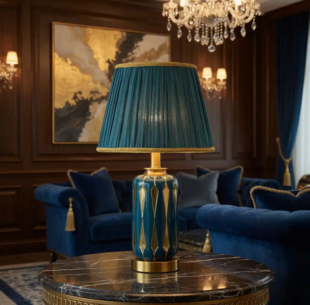 Luxurious Teal and Gold Ceramic Table Lamp Luxurious Teal and Gold Ceramic Table Lamp