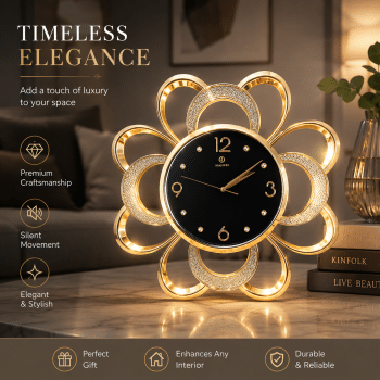 Luxury Floral Gold Wall Clock