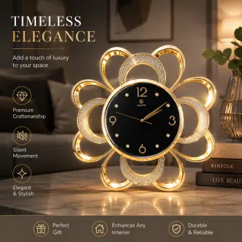 Luxury Floral Gold Wall Clock