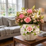 Elegant White Lattice Ceramic Flower Vase