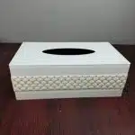 Elegant White Tissue Box Holder with Crystal Accents