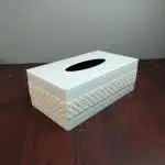 Elegant White Tissue Box Holder with Crystal Accents