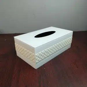 Elegant White Tissue Box Holder with Crystal Accents