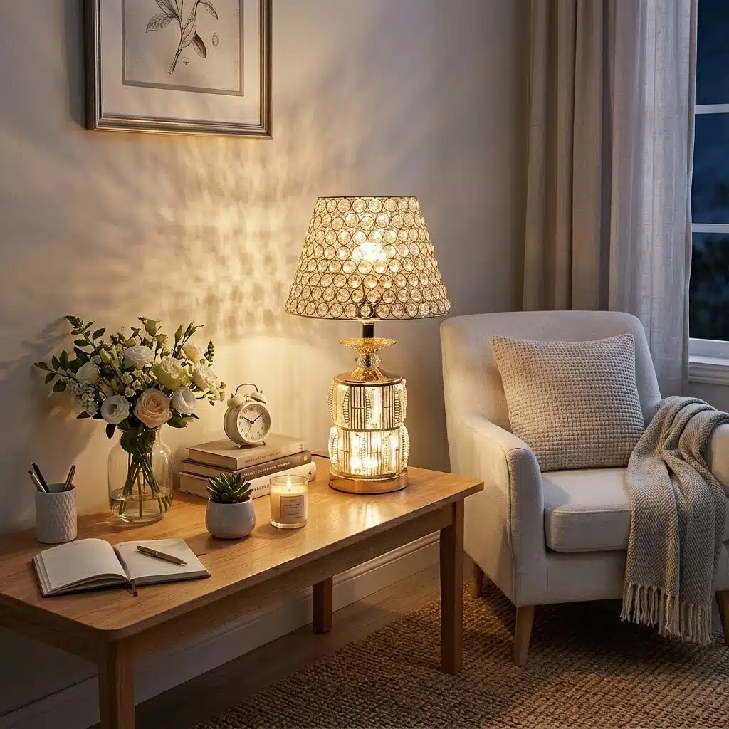 Modern Luxury Crystal Shade LampTable Modern Luxury Crystal Shade LampTable